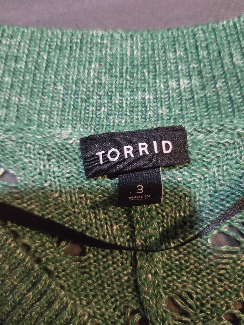 Torrid Green Dolman Sleeve Open Knit Pullover V Neck Boho Nature Sweater | 3X - Picture 5 of 8